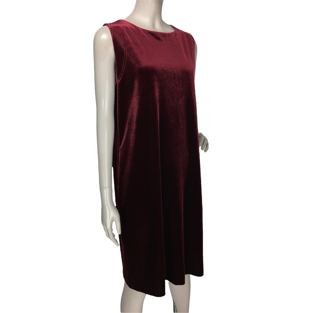 Vintage 90s Victor Costa Burgundy Velvet Sleeveless Cocktail Party Dress Medium